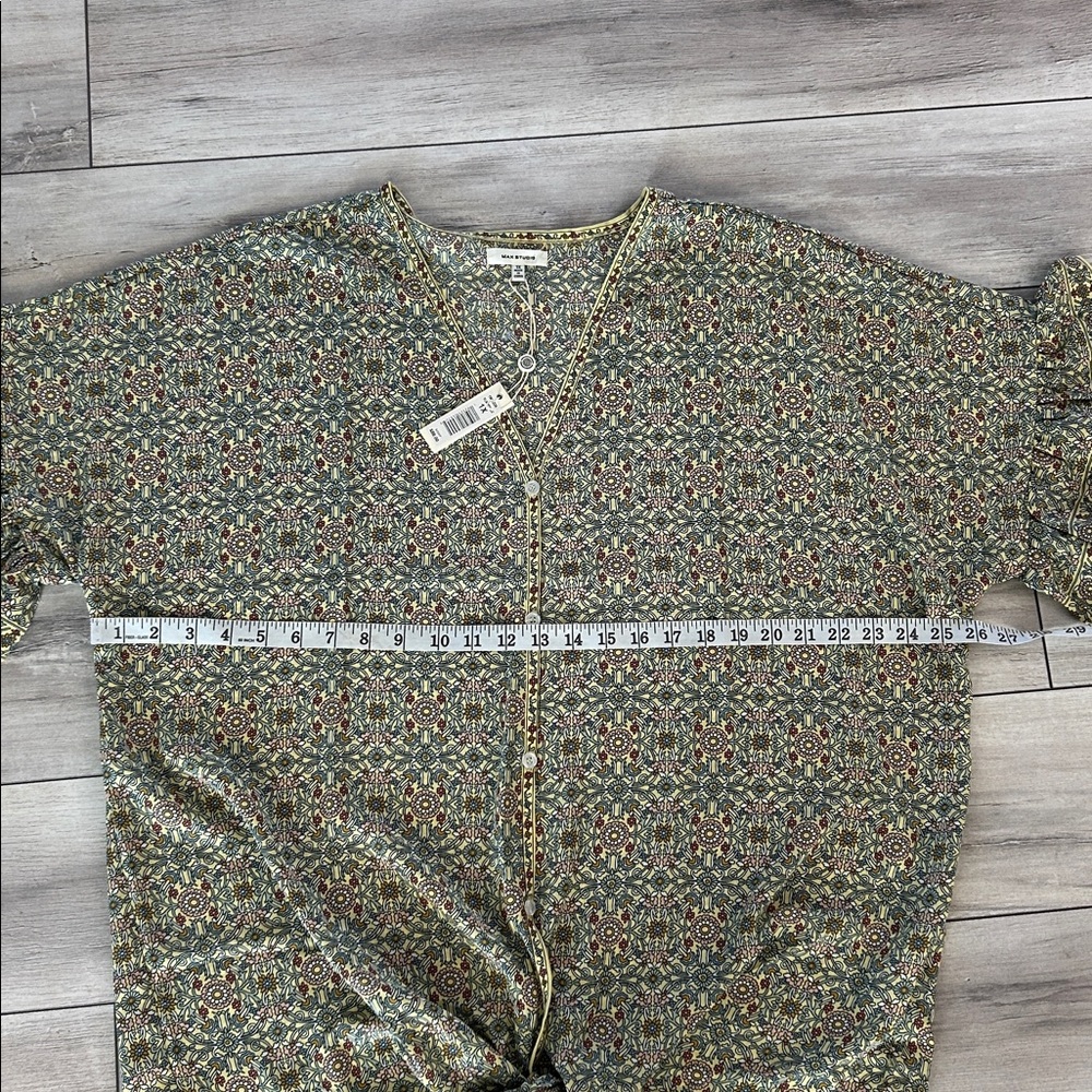 Max Studio oversized tie front patterned blouse s… - image 7